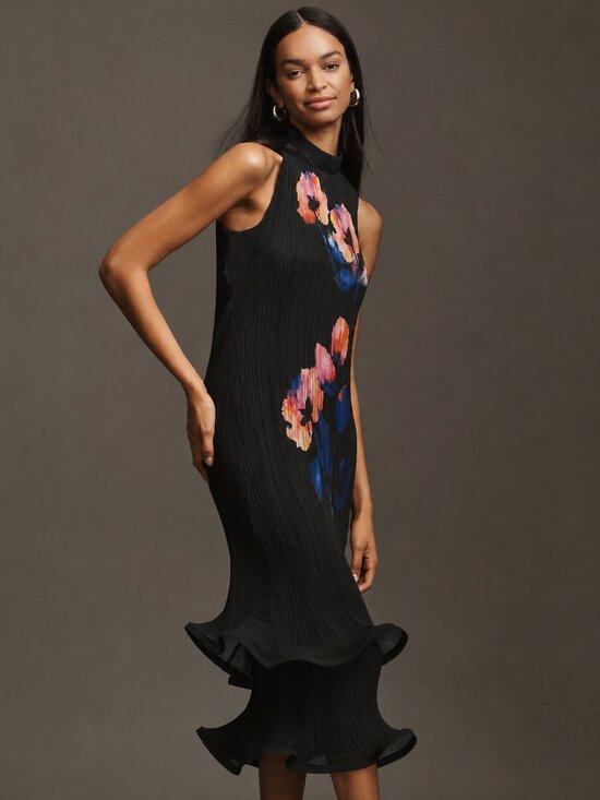 By Anthropologie Dresses & Skirts - NWT By Anthropologie Occasion Plissé Midi Dress XS Sleeveless Mock-Neck